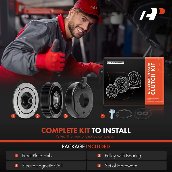 AC Compressor Clutch Kit for Scion tC 2007-2010 L4 2.4L 12V 7-Groove Pulley