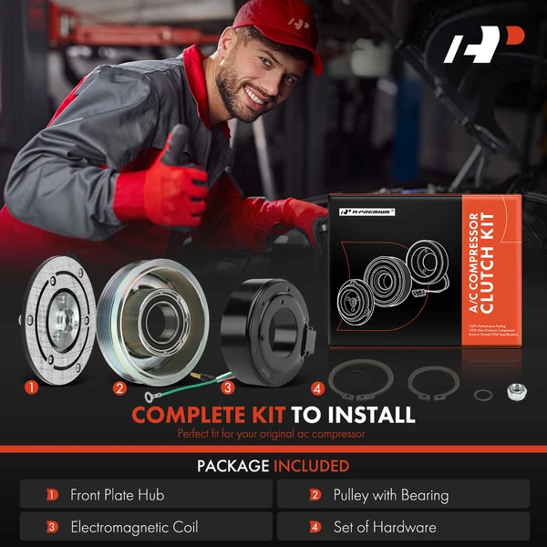 AC Compressor Clutch Kit with 5-Groove Pulley for Honda Fit 2007-2008