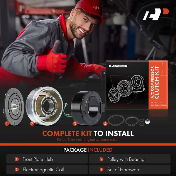 AC Compressor Clutch Kit with 7-Groove Pulley for Honda Civic 2006-2011