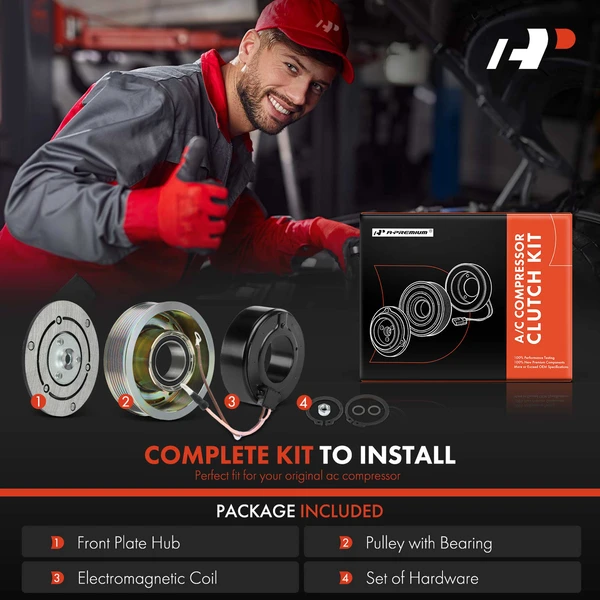 AC Compressor Clutch Kit with 7-Groove Pulley for Acura ILX Honda Civic CR-V