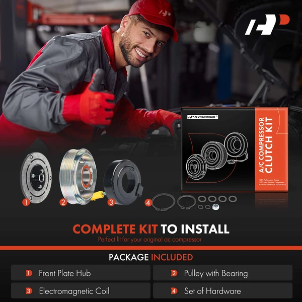 AC Compressor Clutch Kit with 6-Groove Pulley for Mini Cooper Cooper Countryman Cooper Paceman