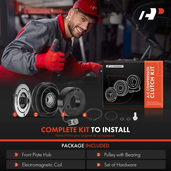 AC Compressor Clutch Kit with 6-Groove Pulley for Mazda 3 2010-2013 5 2012-2015