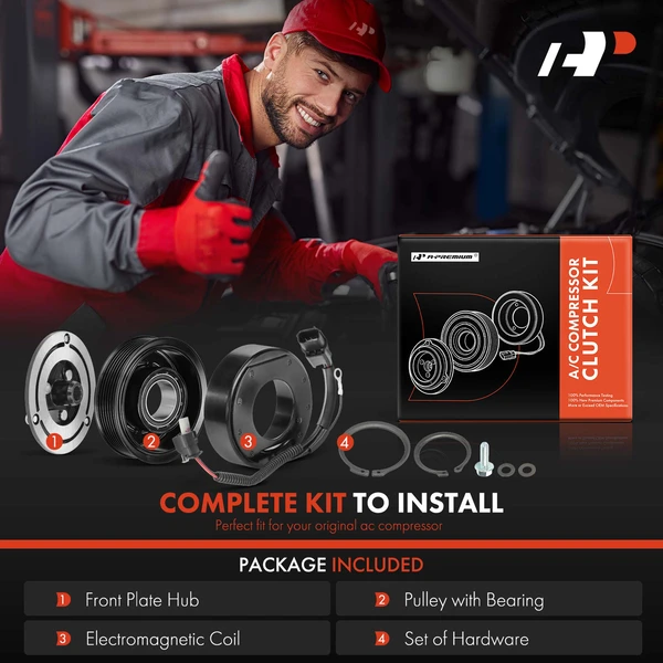 AC Compressor Clutch Kit with 7-Groove Pulley for Honda Civic 2016-2021