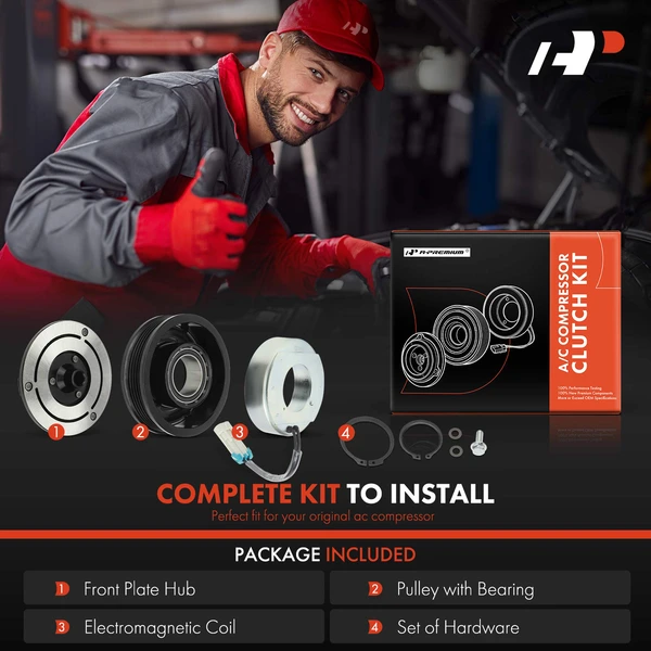 AC Compressor Clutch Kit with 5-Groove Pulley for Saturn Astra 2008 1.8L