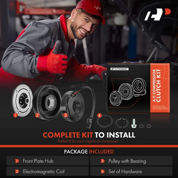 AC Compressor Clutch Kit with 5-Groove Pulley for Chevrolet Equinox GMC Terrain 2012-2015