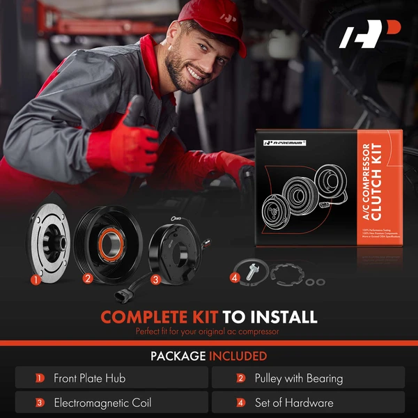 AC Compressor Clutch Kit with 6-Groove Pulley for Mercedes-Benz Sprinter 1500