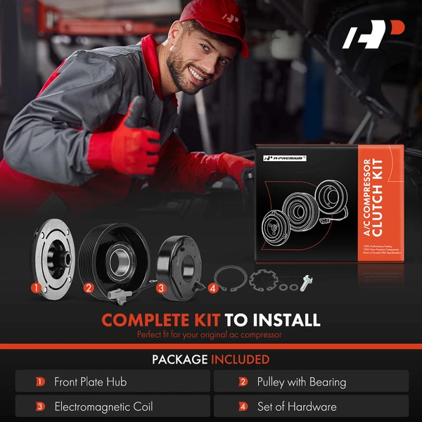 AC Compressor Clutch Kit with 8-Groove Pulley for BMW 335i 435i 535i 640i 740i