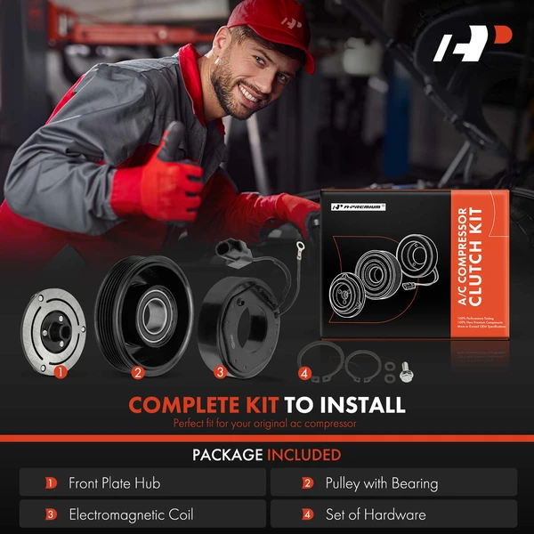AC Compressor Clutch Kit for Mazda 3 Sport 2014-2018 CX-5 2013-2022 6-Groove