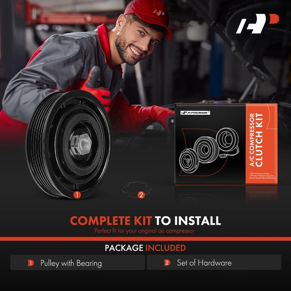 AC Compressor Clutch Kit with 6-Groove Pulley for Audi A4 Quattro 2021-2022