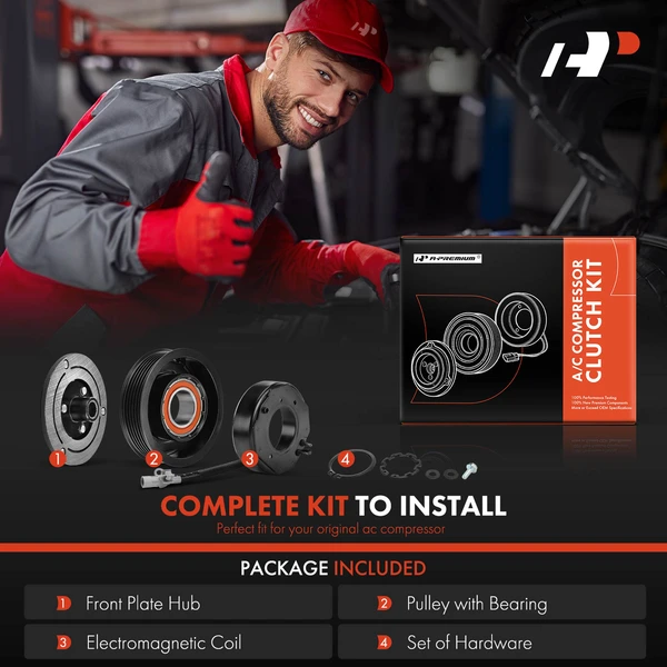 AC Compressor Clutch Kit with 6-Groove Pulley for Toyota 86 2017-2020 Subaru BRZ