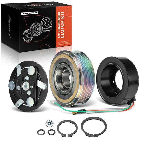 AC Compressor Clutch Kit with 7-Groove Pulley for Honda Accord 2008-2012 3.5L 116mm