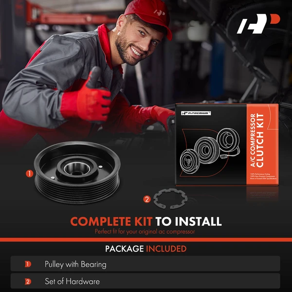 AC Compressor Clutch Kit with 7-Groove Pulley for Porsche Cayenne 03-06 08-10 15-18