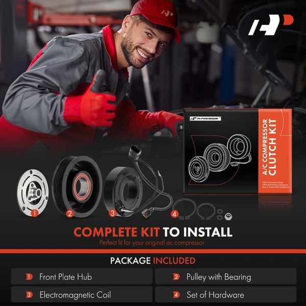AC Compressor Clutch Kit with 6-Groove Pulley for Mercedes-Benz C300 GLC300 2017-2022 C43 AMG E300