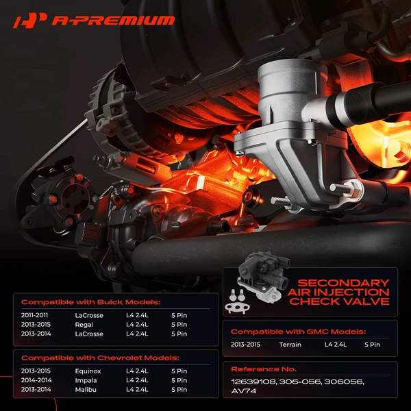 Secondary Air Injection Check Valve for Chevy Equinox Malibu GMC Terrain Buick