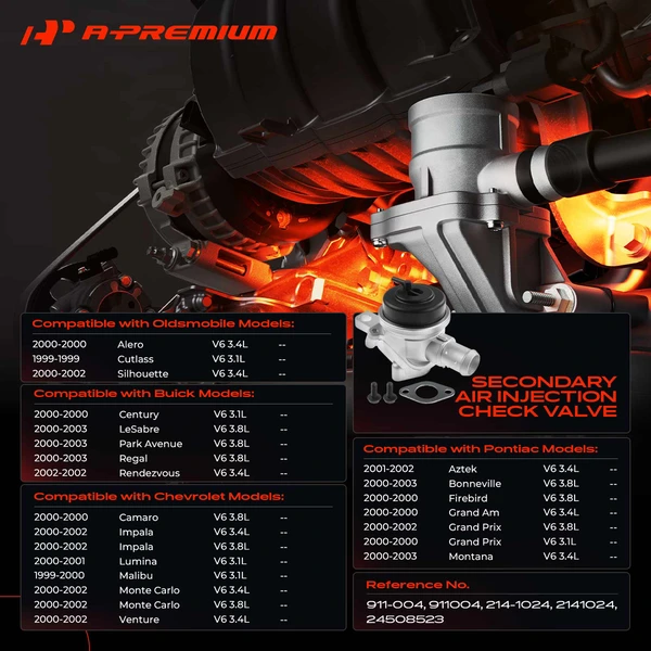 Secondary Air Injection Check Valve for Chevy Impala Buick Pontiac Oldsmobile