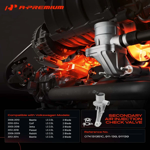 Secondary Air Injection Pump Check Valve for Volkswagen Jetta Passat Golf 2.5L