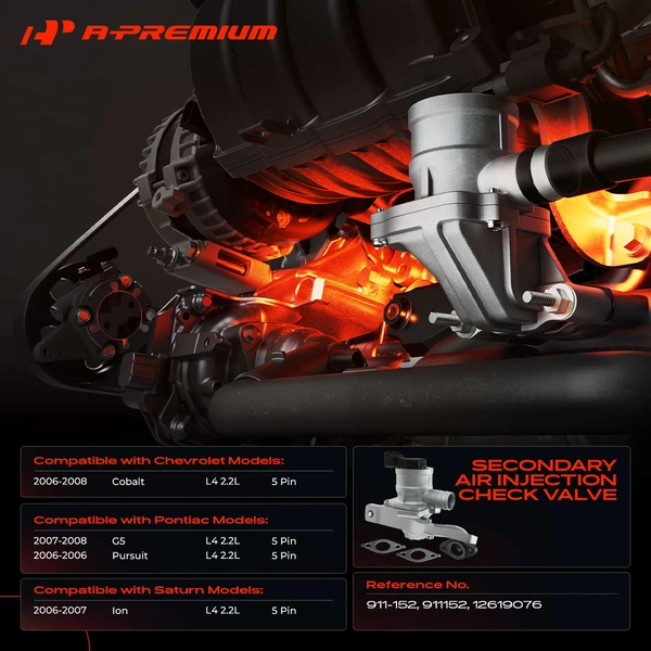 Secondary Air Injection Check Valve for Chevy Cobalt Pontiac G5 Pursuit Saturn