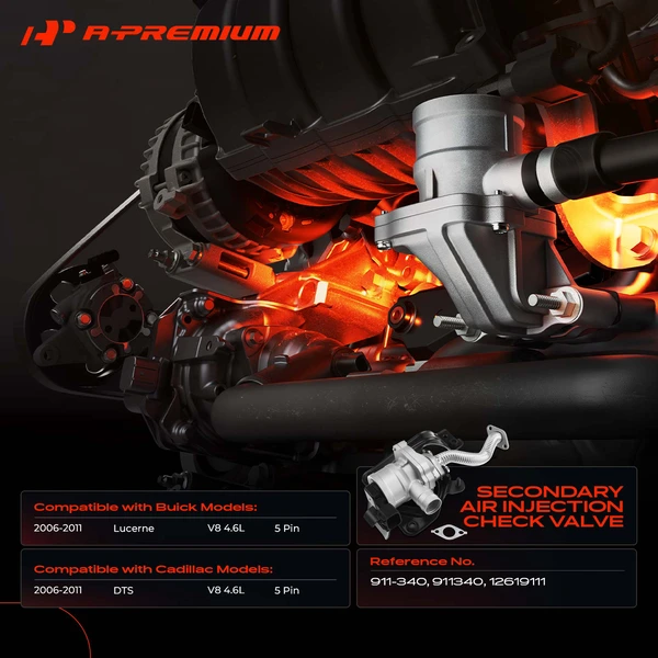 Secondary Air Injection Check Valve for Buick Lucerne Cadillac DTS 2006-2011