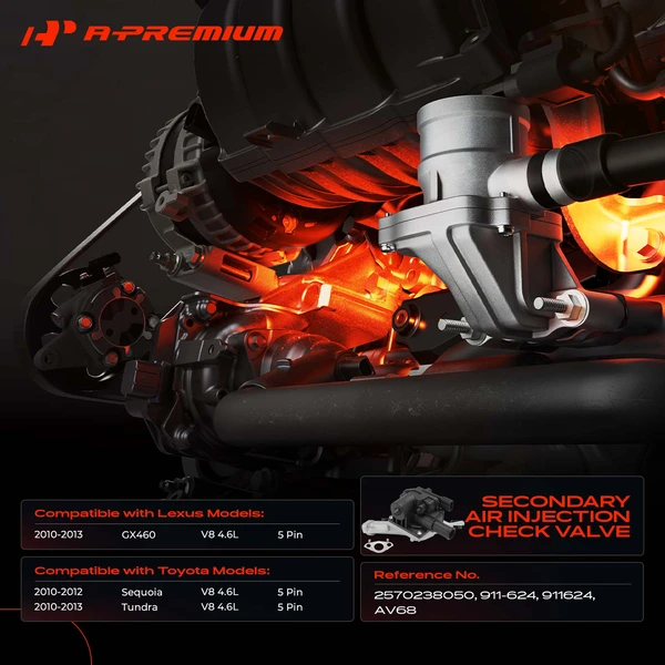 Driver Secondary Air Injection Check Valve for Toyota Tundra Sequoia Lexus GX460