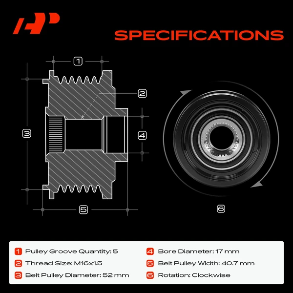 Alternator Clutch Pulley for Mercedes-Benz CLA250 14-18 CLA45 AMG 5 Grooves CW