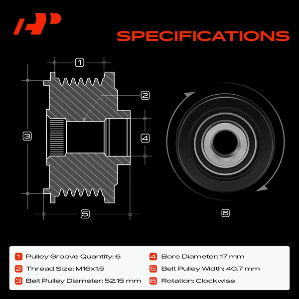 Alternator Freewheel Clutch for INFINITI Q50 Q60 Mercedes-Benz C300 C350e E300