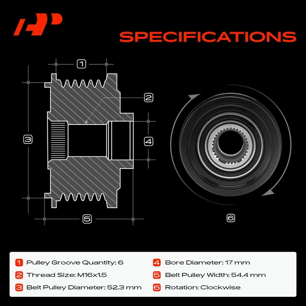 Alternator Clutch Pulley for Mercedes-Benz W213 E300 W253 GLC300 6 Grooves CW