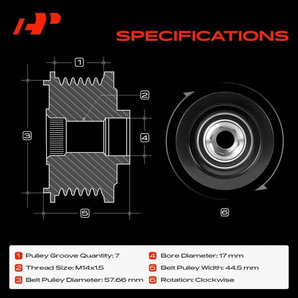 Alternator Clutch Pulley for Honda CR-V Civic Accord Acura Integra 7 Grooves CW