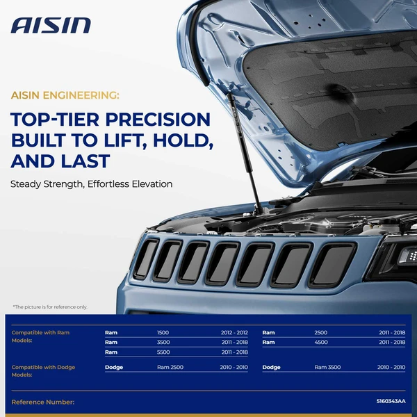 AISIN GASAZ-00578 2 Pcs Front Hood Lift Support for 2012 Ram 1500