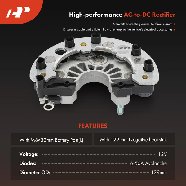 Alternator Rectifier Diode with Negative Heat Sinks for Chevy Silverado 1500 GMC