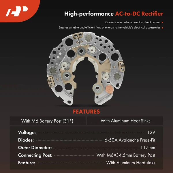 Alternator Rectifier Diode with Aluminum Heat Sinks for Honda CR-V Civic Element