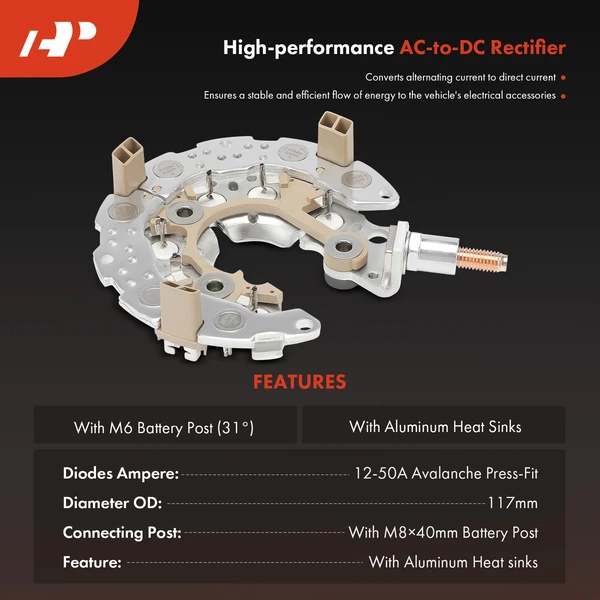 Alternator Rectifier Diode with Aluminum Heat Sinks for Chevy Chrysler Dodge Jeep