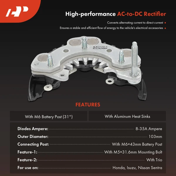 Alternator Rectifier Diode with Trio for Honda Passport Nissan Sentra Isuzu Rodeo
