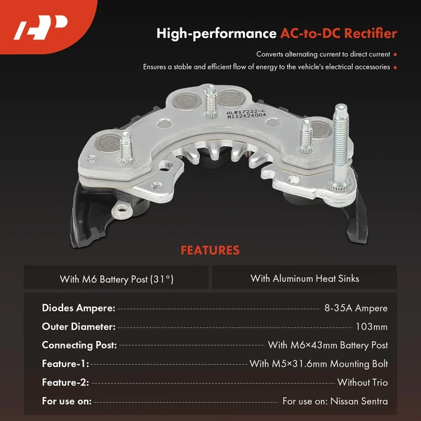 Alternator Rectifier Diode for Nissan Sentra 92-94 Tsubame Tsuru NX L4 1.6L 12V