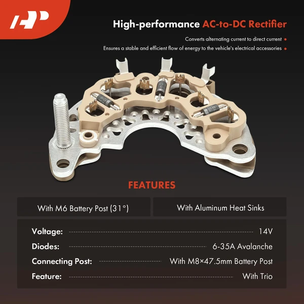 Alternator Rectifier Diode with Trio for Suzuki Forenza Reno Chevrolet Optra 12V