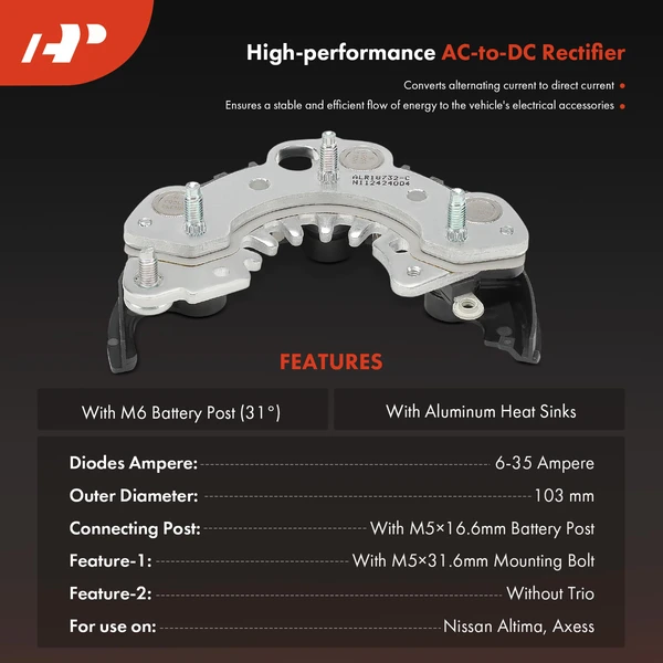 Alternator Rectifier Diode for Nissan Altima 1993-1994 Sentra D21 1994 103mm OD