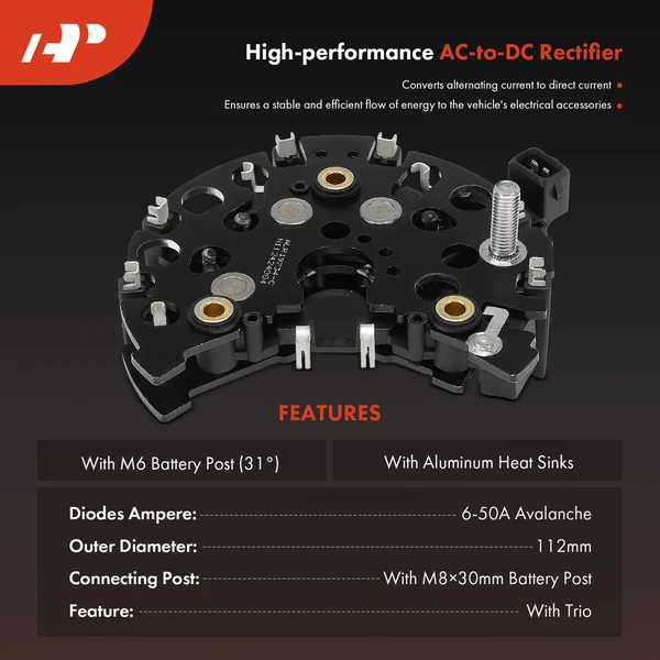 Alternator Rectifier Diode with Trio for Volkswagen VW EuroVan 1995-1997 2000-2001