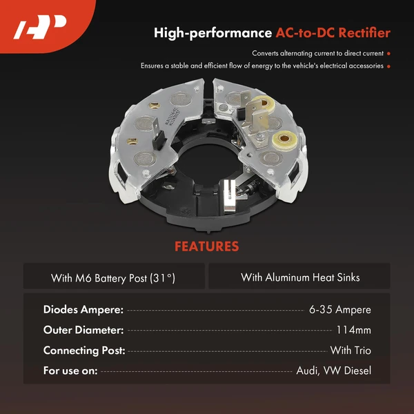 Alternator Rectifier Diode with Trio for VW Jetta 1981-1985 Golf 1985 Rabbit Audi