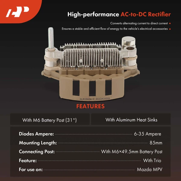 Alternator Rectifier Diode with Trio for Ford Probe 1990-1992 L4 2.2L 12Volt