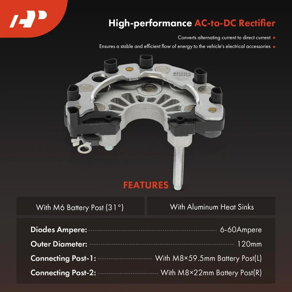 Alternator Rectifier Diode for Dodge Ram 1500 2001 Ram 2500 3500 4000 4500 136A