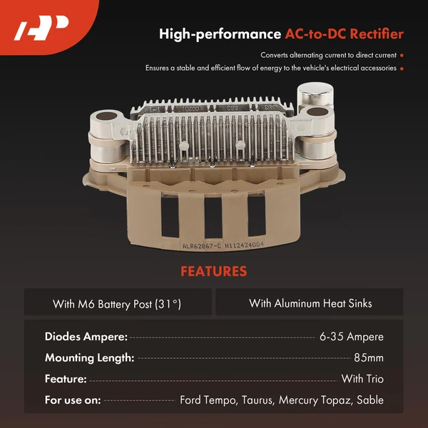 Alternator Rectifier Diode with Trio for Ford Taurus Tempo Mercury Topaz 2.3L 2.5L