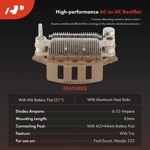Alternator Rectifier Diode with Trio for Subaru Legacy Kia Sportage Mazda RX-7 12V