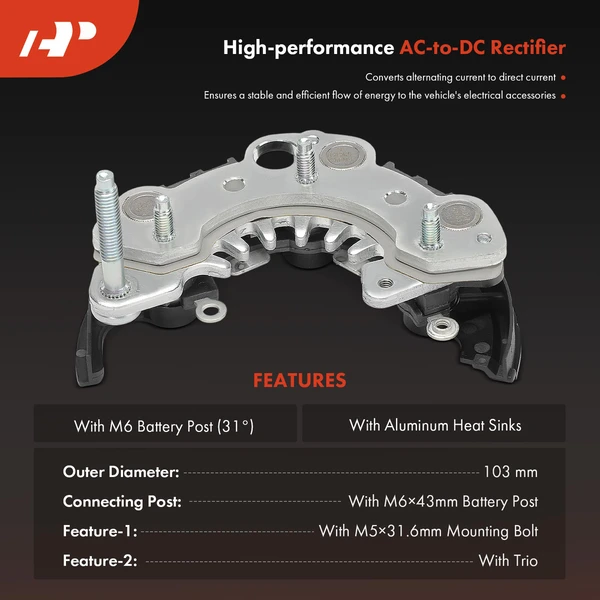 Alternator Rectifier Diode with Trio for Nissan Pathfinder D21 1990-1993 240SX