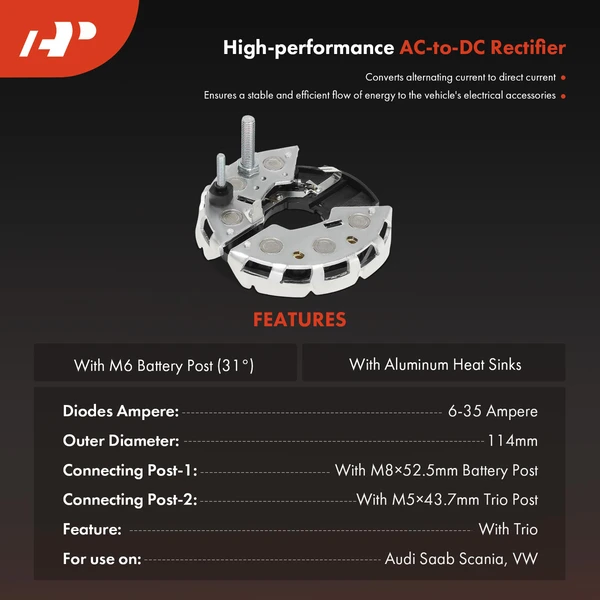 Alternator Rectifier Diode for Volkswagen Jetta 1986-1992 Passat Golf BMW 318i