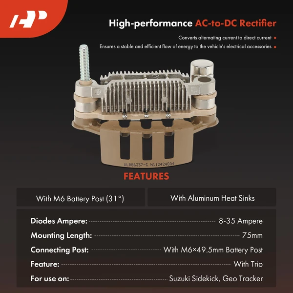 Alternator Rectifier Diode With Trio for Chevrolet GMC Suzuki Geo Pontiac Asuna