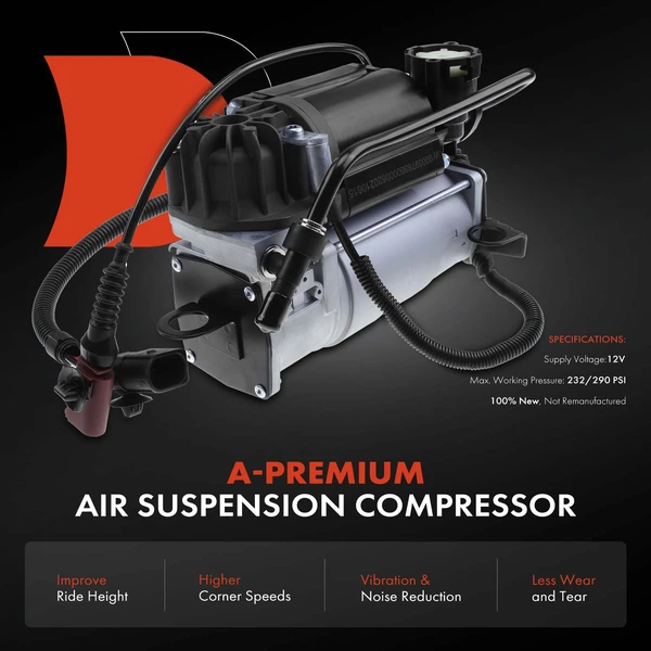 Air Suspension Compressor with Bracket for Audi A8 Quattro 03-10 S8 4.2L
