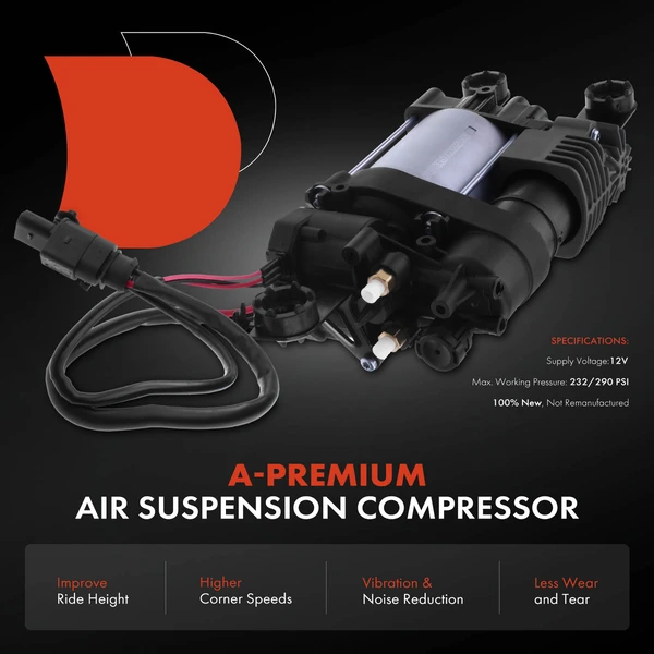 Air Suspension Compressor with Bracket for Porsche Macan 2015-2018
