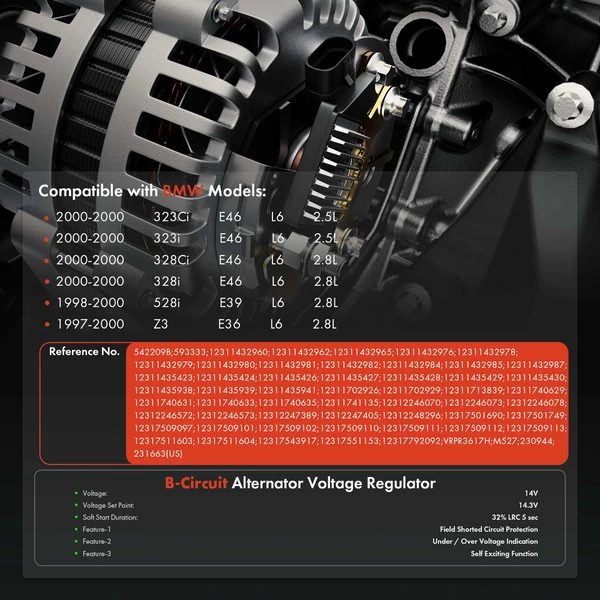 Alternator Voltage Regulator for BMW 323Ci 323i 328Ci 328i E46 2000 528i E39 Z3