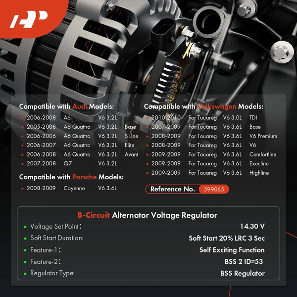 14.30±0.3V Alternator Regulator for Audi Q7 2007-2008 A6 Porsche Cayenne VW Touareg