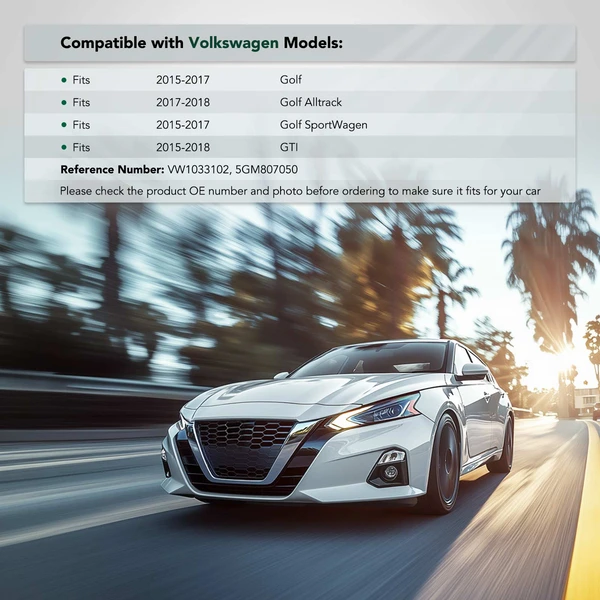 Front Passenger Bumper Cover Retainer for Volkswagen Golf 2015-2017 GTI 2015-2018