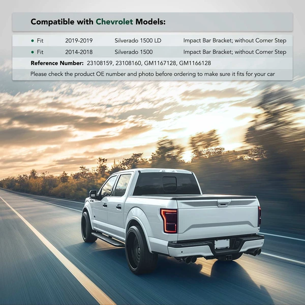 2 Pcs Rear Steel Bumper Impact Bar Bracket for Chevrolet Silverado 1500 2014-2018